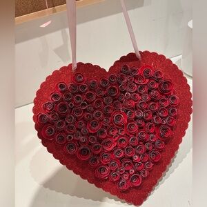 Red Heart-Shaped Floral Wall Decor